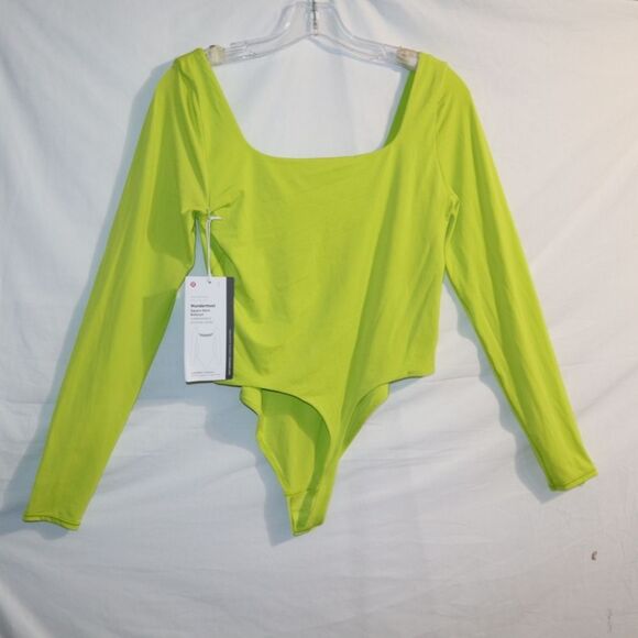 Lululemon Wundermost Nulu Square-Neck Long-Sleeve Bodysuit  Lichen Lime NWT - Picture 14 of 16